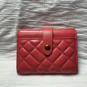 Kurt Geiger London Quilted Coral Leather Lambskin Wallet